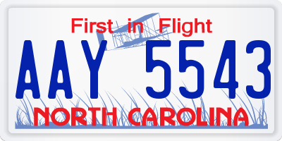 NC license plate AAY5543