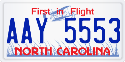 NC license plate AAY5553