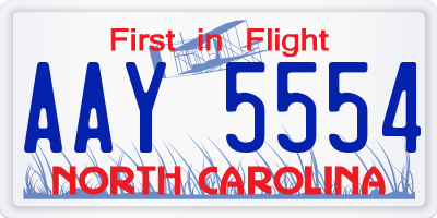 NC license plate AAY5554