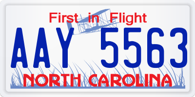 NC license plate AAY5563