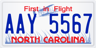 NC license plate AAY5567