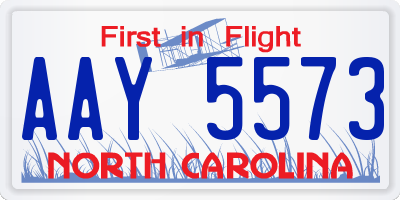 NC license plate AAY5573