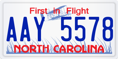 NC license plate AAY5578