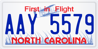 NC license plate AAY5579