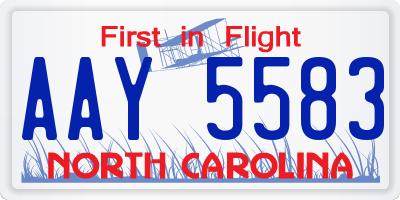 NC license plate AAY5583