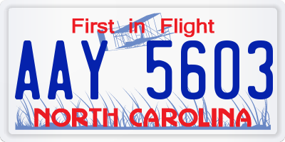 NC license plate AAY5603