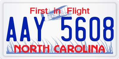 NC license plate AAY5608