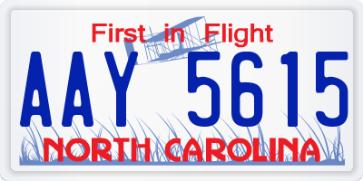 NC license plate AAY5615
