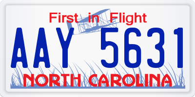 NC license plate AAY5631