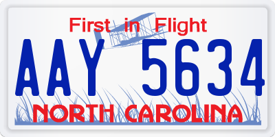 NC license plate AAY5634