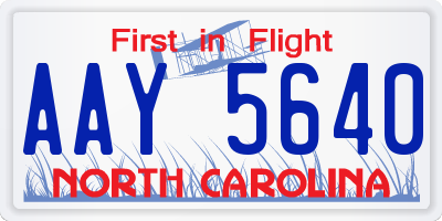 NC license plate AAY5640