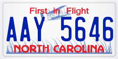 NC license plate AAY5646