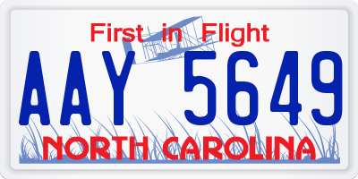 NC license plate AAY5649