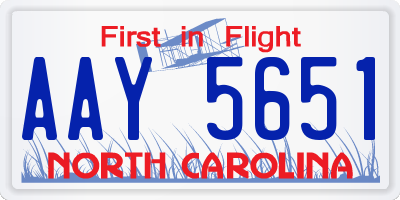 NC license plate AAY5651