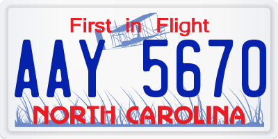 NC license plate AAY5670