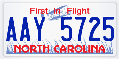 NC license plate AAY5725