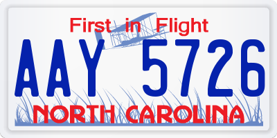 NC license plate AAY5726