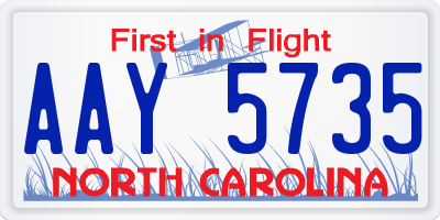NC license plate AAY5735