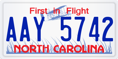 NC license plate AAY5742