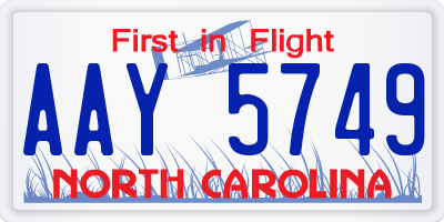 NC license plate AAY5749