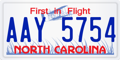 NC license plate AAY5754
