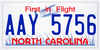 NC license plate AAY5756