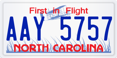 NC license plate AAY5757