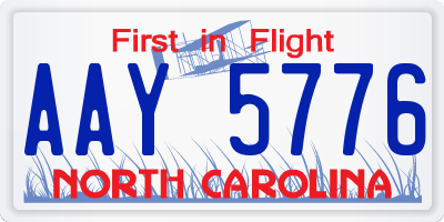 NC license plate AAY5776