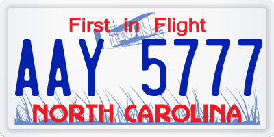 NC license plate AAY5777