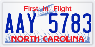 NC license plate AAY5783