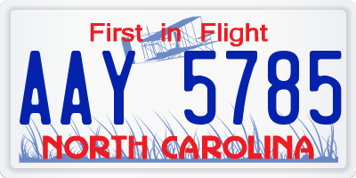 NC license plate AAY5785
