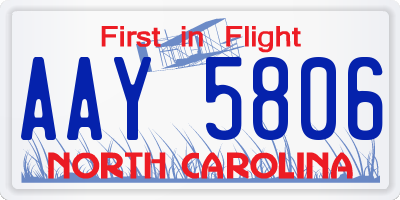 NC license plate AAY5806