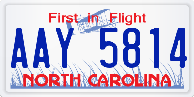 NC license plate AAY5814