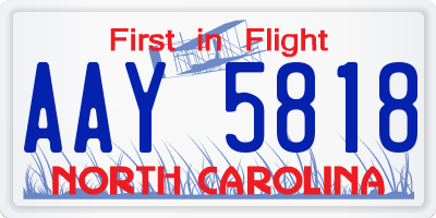NC license plate AAY5818