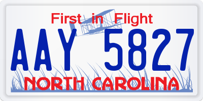 NC license plate AAY5827