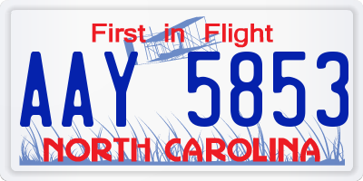 NC license plate AAY5853