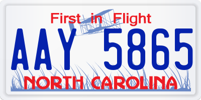 NC license plate AAY5865