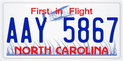 NC license plate AAY5867