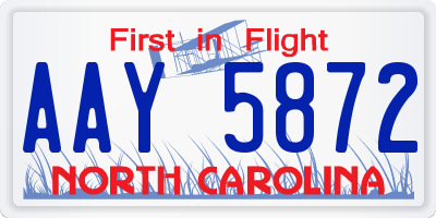 NC license plate AAY5872