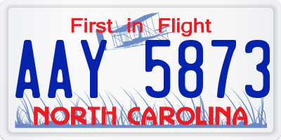 NC license plate AAY5873