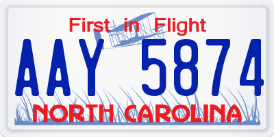 NC license plate AAY5874