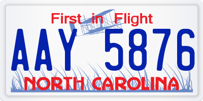 NC license plate AAY5876