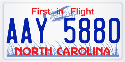 NC license plate AAY5880