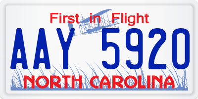 NC license plate AAY5920