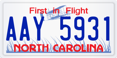 NC license plate AAY5931