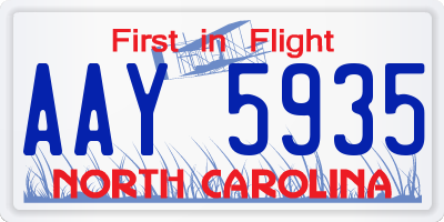 NC license plate AAY5935