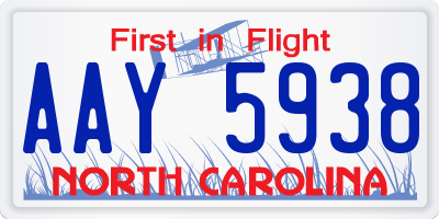 NC license plate AAY5938