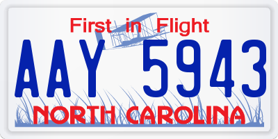 NC license plate AAY5943