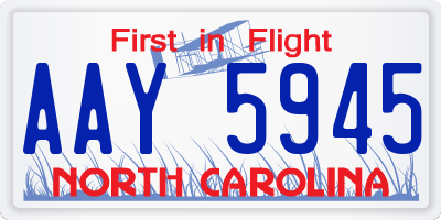 NC license plate AAY5945