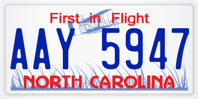 NC license plate AAY5947